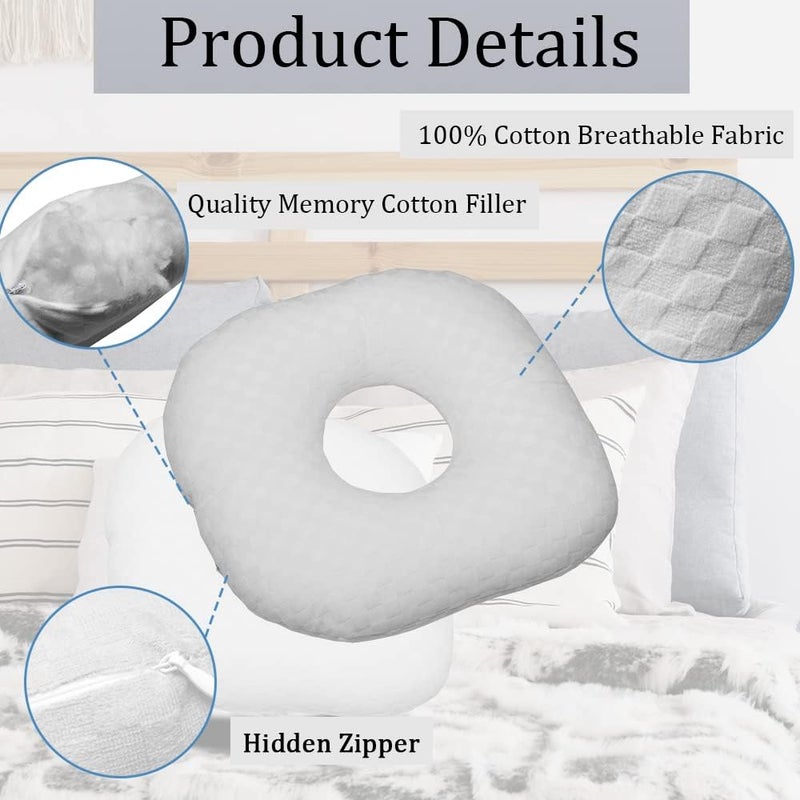 Wuronsa Ear Piercing Pillow for Side Sleepers, Pillow with an Ear Hole for CNH and Ear Pain Ear Inflammation Pressure Sores, O-Shaped Side Sleeping Pillow, Ear Guard Pillow - Image 4